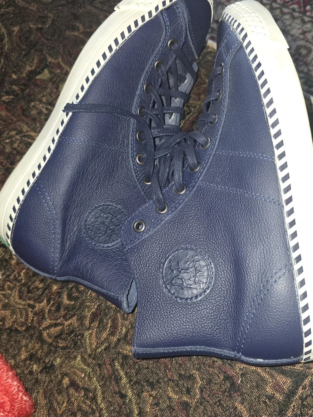 PF Flyer Rambler Mens Size 9.5 Navy Leather Hi top Shoes